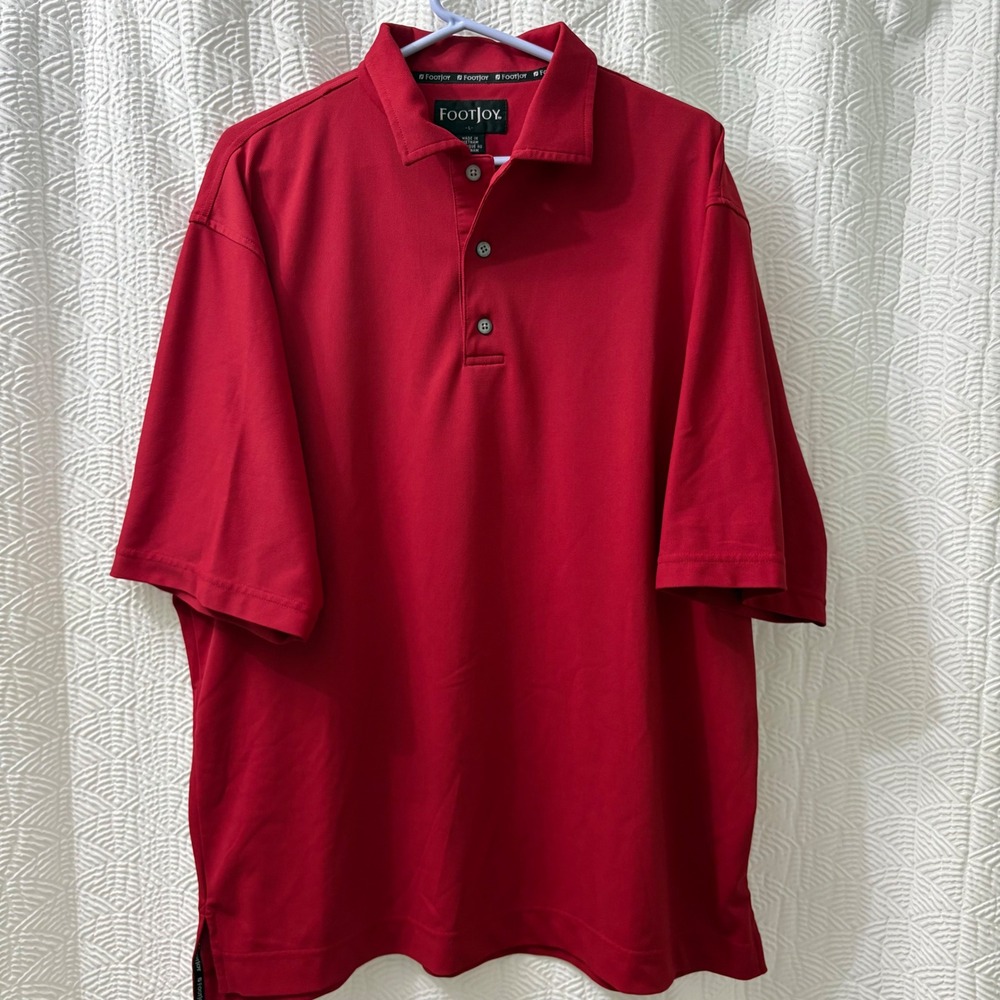 FootJoy Mens Red Golf Polo Shirt Short Sleeve‎ Embroidered FJ Logo Size XL